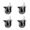 Service Caster 4 Inch Semi Steel Wheel Swivel 34 Inch Threaded Stem Caster Set with Brake SCC SCC-TS20S414-SSS-PLB-34212-4 - alternate 1